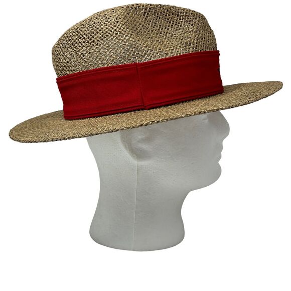 Vintage 90s Coca Cola Straw Panama Hat Cowboy Western Coke Soda Pop Logo Beige - Picture 9 of 9